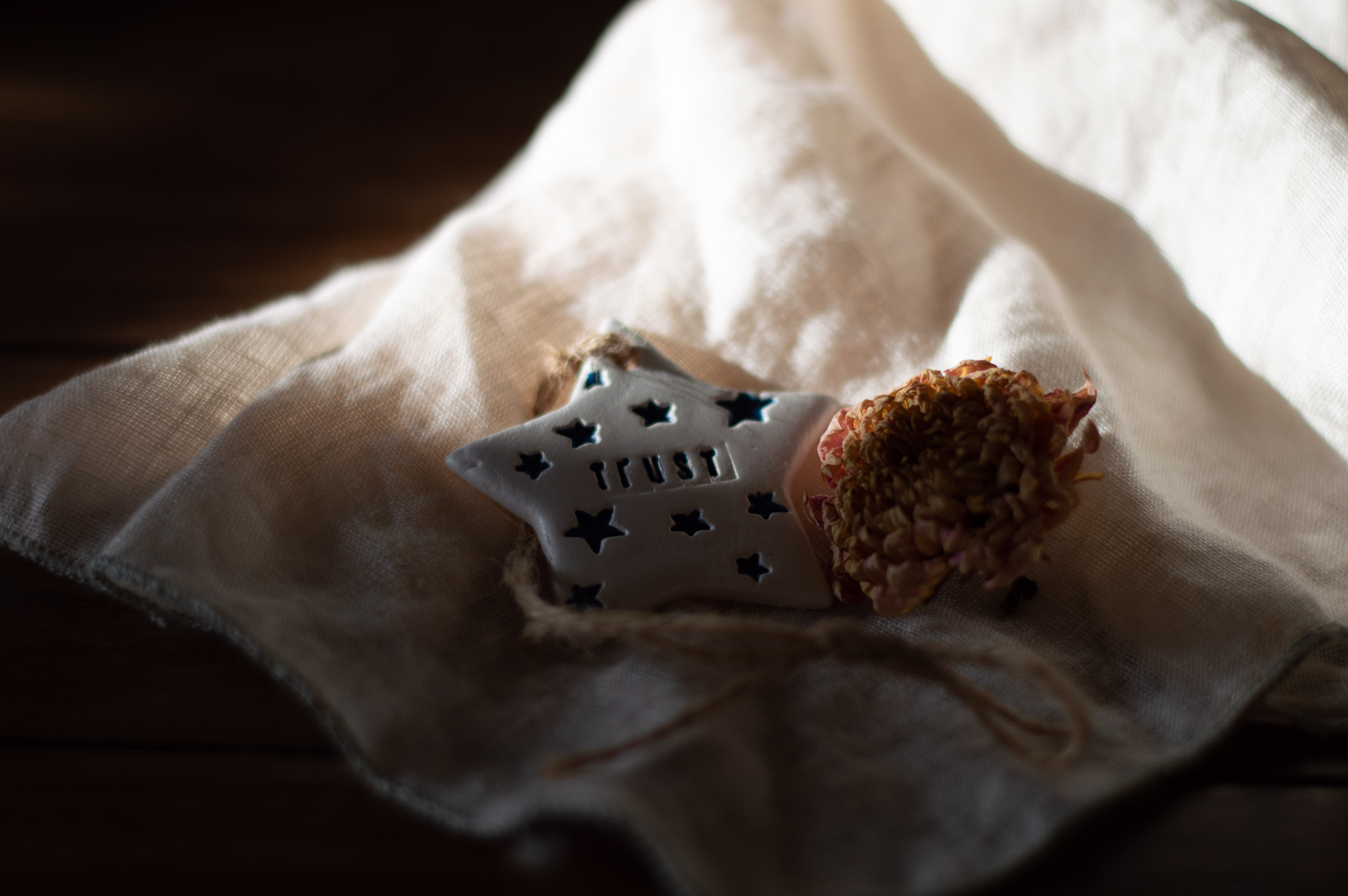 ceramic star with the word trust